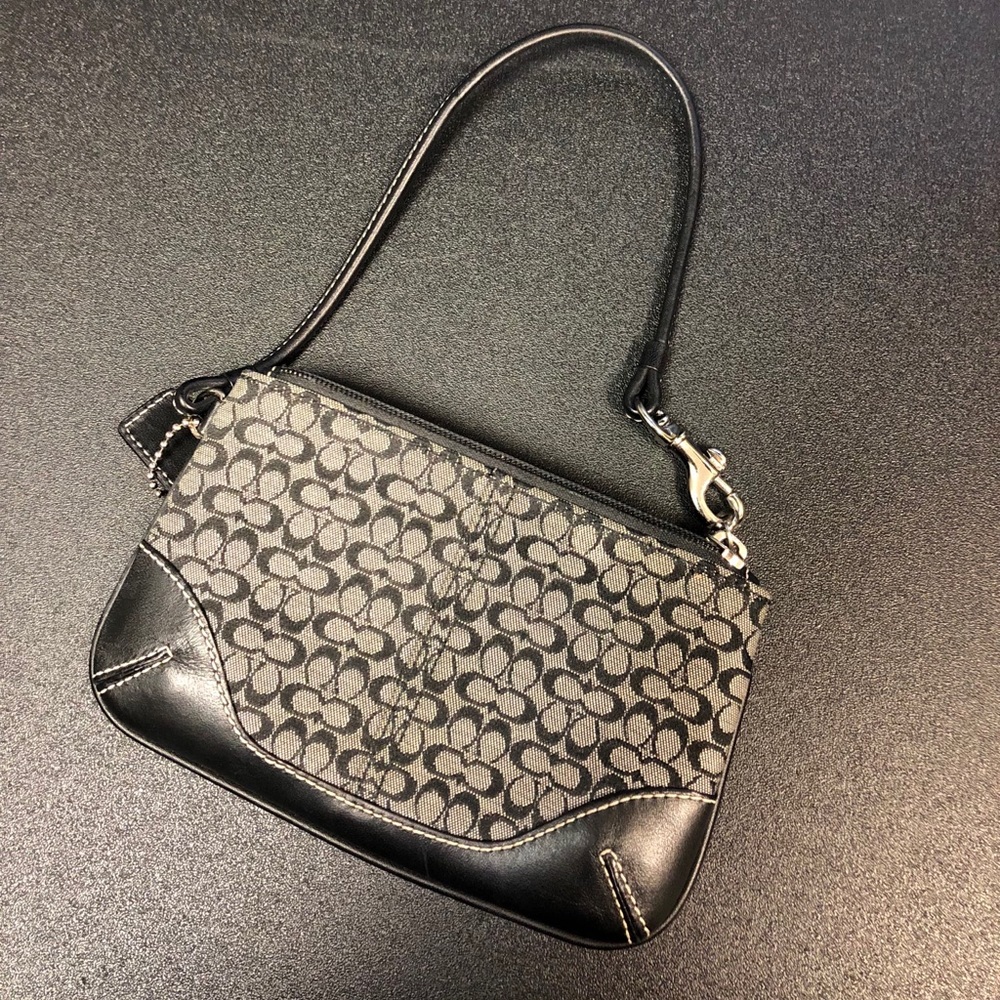 Black coach signature wristlet
